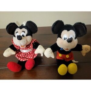 VTG Disney Mickey & Minnie Mouse‎ 8" Plush Stuffed Animals Applause Toys 1990's